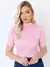 Blusa Manga Curta Gola Alta Malha Ribana Canelada Feminina Básica Elegante Confortável na internet