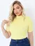 Blusa Manga Curta Gola Alta Malha Ribana Canelada Feminina Básica Elegante Confortável - comprar online