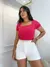 Blusa Feminina Canelada Decote Quadrado Manga Curta Blusinha Casual Dia a Dia