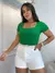 Blusa Feminina Canelada Decote Quadrado Manga Curta Blusinha Casual Dia a Dia