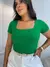 Blusa Feminina Canelada Decote Quadrado Manga Curta Blusinha Casual Dia a Dia - MAG