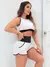 Imagem do Conjunto Esportivo Feminino Academia Dry Fit Furadinho Cropped sem Bojo e Short com Bolsos