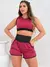 Imagem do Conjunto Esportivo Feminino Academia Dry Fit Furadinho Cropped sem Bojo e Short com Bolsos