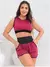 Conjunto Esportivo Feminino Academia Dry Fit Furadinho Cropped sem Bojo e Short com Bolsos