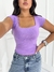Blusa Feminina Básica Decote Quadrado Manga Curta Baby Look Moda Casual Versátil Blogueira Gringa na internet