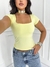Blusa Feminina Básica Decote Quadrado Manga Curta Baby Look Moda Casual Versátil Blogueira Gringa - MAG