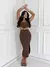Vestido Feminino Midi Com Fenda Sem Alça Detalhe Metal Prata