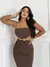 Vestido Feminino Midi Com Fenda Sem Alça Detalhe Metal Prata - comprar online