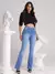 Calça Jeans Feminina Modelo Cintura Alta Flare com Elastano Levanta Bumbum - comprar online