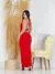 Vestido longo elegante Com Bojo e Costas nuas Decote V Canelado 2025 - comprar online