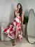 Vestido longo fenda floral