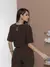 conjunto de blusa com manga curto e calça pantalona de alfaiataria C606 - comprar online
