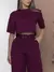conjunto de blusa com manga curto e calça pantalona de alfaiataria C606