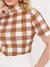Blusa Manga Curta Gola Alta Malha Ribana Canelada Feminina Básica Elegante Confortável - comprar online