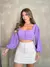 Cropped com manga longa/Blusa/Com botao lastex/Liso - comprar online