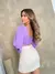 Cropped com manga longa/Blusa/Com botao lastex/Liso - loja online