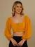 Cropped com manga longa/Blusa/Com botao lastex/Liso - comprar online