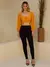 Imagem do Cropped com manga longa/Blusa/Com botao lastex/Liso