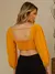 Cropped com manga longa/Blusa/Com botao lastex/Liso - comprar online