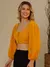 Imagem do Cropped com manga longa/Blusa/Com botao lastex/Liso