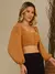 Imagem do Cropped com manga longa/Blusa/Com botao lastex/Liso