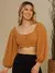 Imagem do Cropped com manga longa/Blusa/Com botao lastex/Liso
