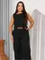 Conjunto Femenino regata y Calça Alfaitaria Simples elegante Casual Com cinto Bolso