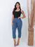 Imagem do CALÇA CAPRI FEMININA JACQUARD LINHO COM BOLSO E BOTAO.