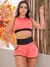 Conjunto Esportivo Feminino Academia Dry Fit Furadinho Cropped sem Bojo e Short com Bolsos - comprar online