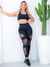 Conjunto Fitness Feminino para Academia Calça Legging Com Recortes em Tule e Top Fitness com Bojo