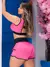 Conjunto Esportivo Feminino Academia Dry Fit Furadinho Cropped sem Bojo e Short com Bolsos na internet