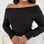 Blusinha Feminina Ombro a Ombro Manga Longa Ribana Canelada Blusa