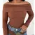 Blusinha Feminina Ombro a Ombro Manga Longa Ribana Canelada Blusa - MAG
