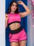 Conjunto Esportivo Feminino Academia Dry Fit Furadinho Cropped sem Bojo e Short com Bolsos