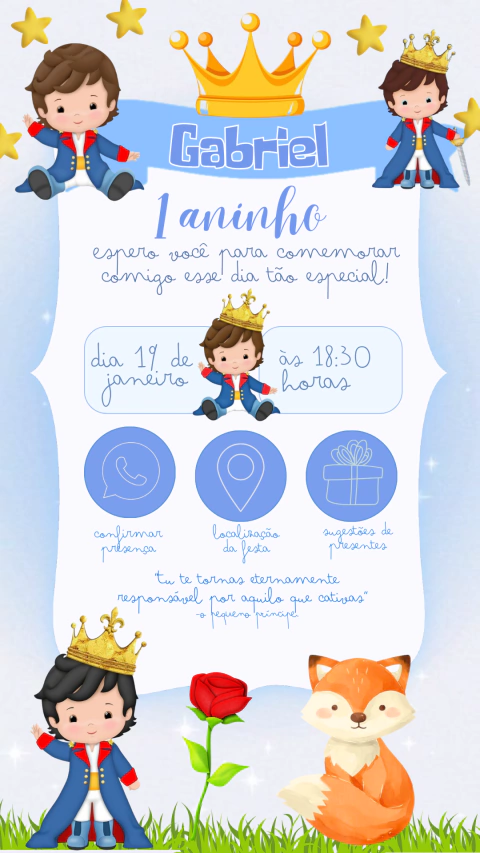 Convite de Aniversário Interativo O Pequeno Príncipe - comprar online