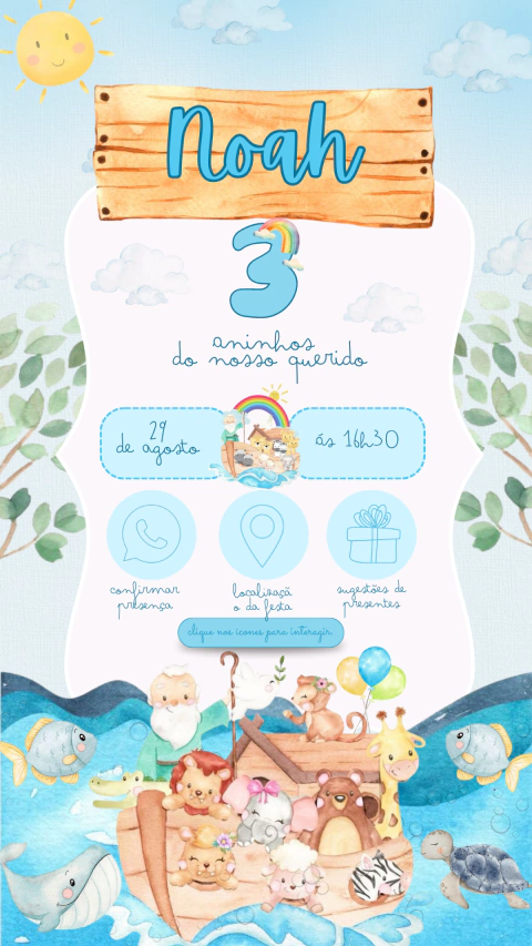 Convite de Aniversário Interativo Arca de Noé - comprar online