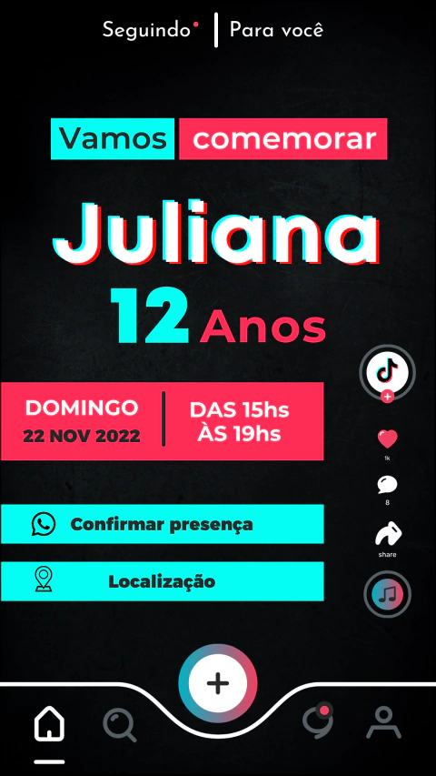 Convite de Aniversário Interativo TikTok - comprar online