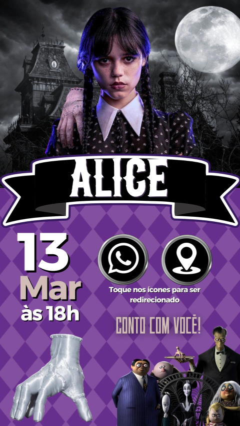 Convite de Aniversário Interativo Wandinha - comprar online