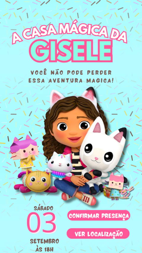 Convite de Aniversário A Casa Mágica da Gabby - comprar online