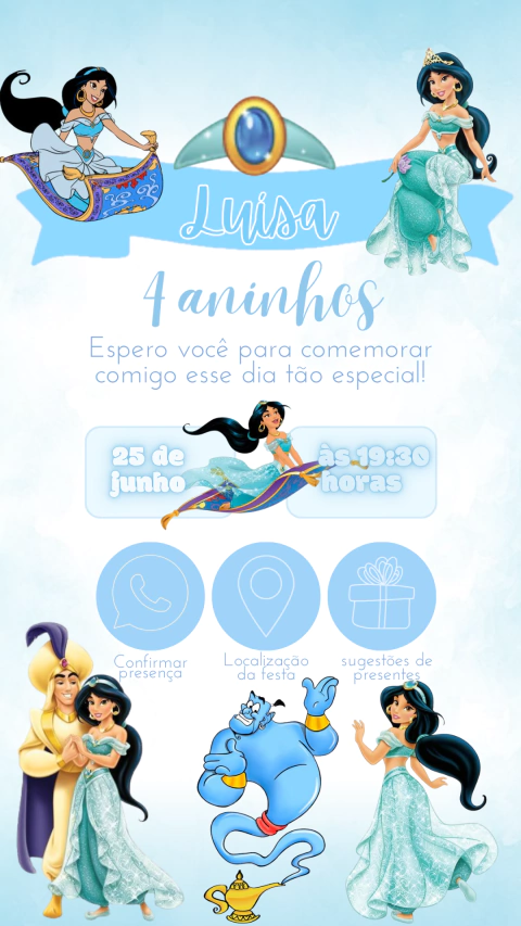 Convite de Aniversário Interativo Aladdin - comprar online