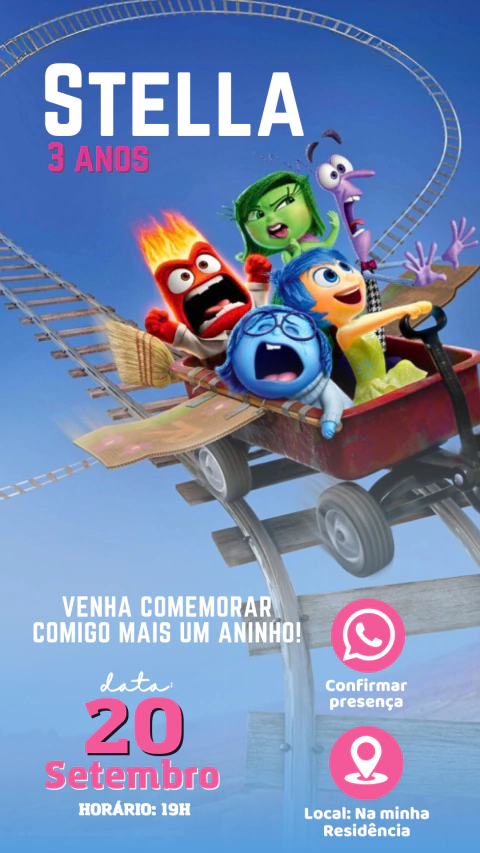 Convite de Aniversário Interativo Divertida Mente - comprar online