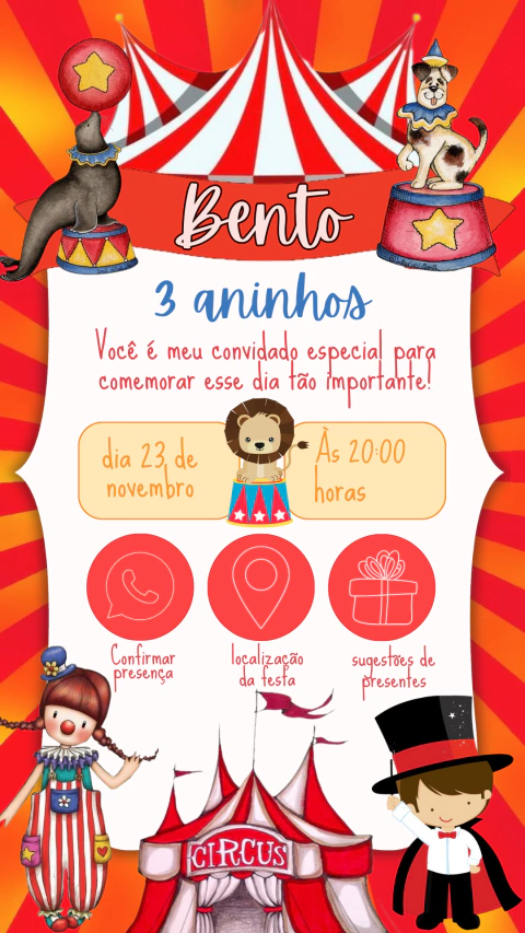 Convite de Aniversário Interativo Circo - comprar online