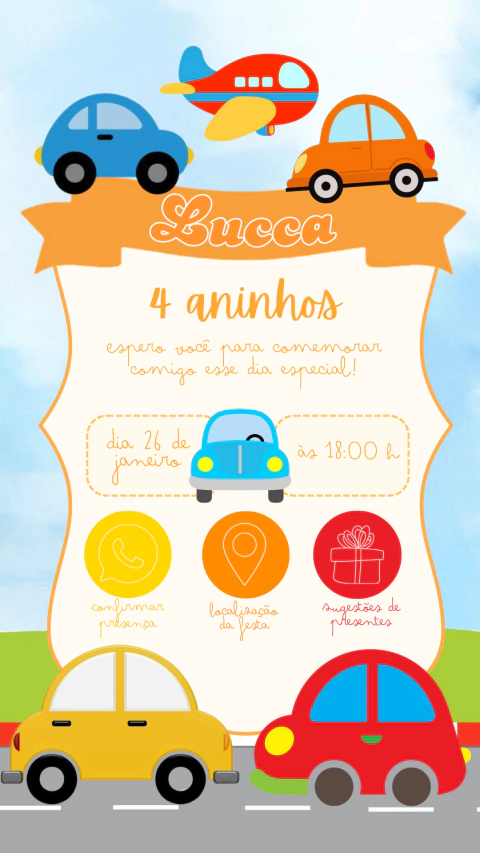 Convite de Aniversário Interativo Carros / Hot Wheels - comprar online
