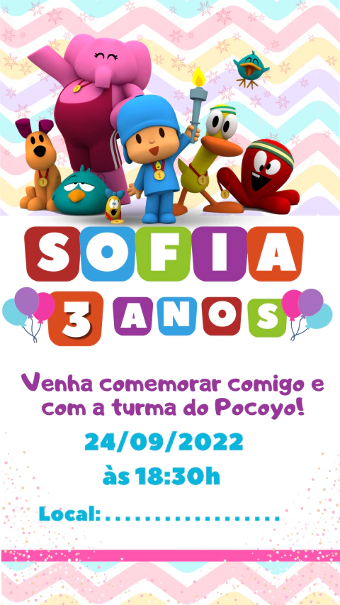 Convite de Aniversário Pocoyo - comprar online