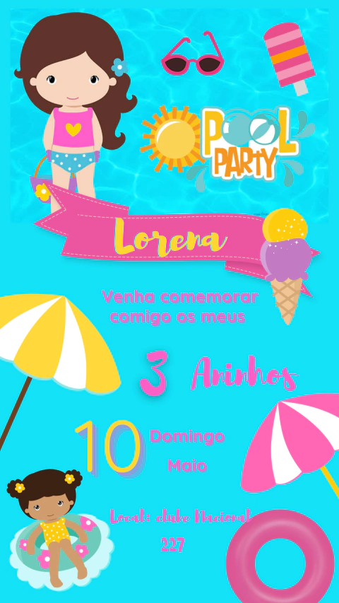 Convite de Aniversário Tardezinha / Pool Party - comprar online