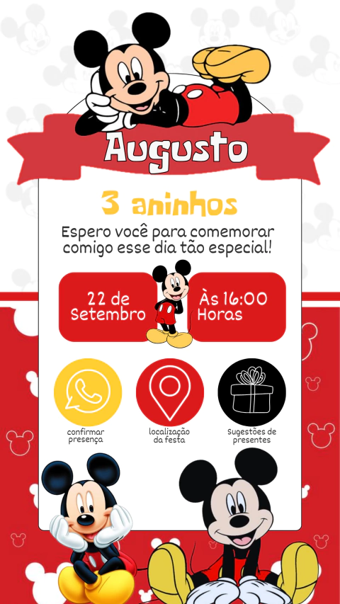 Convite de Aniversário Interativo Mickey Mouse - comprar online
