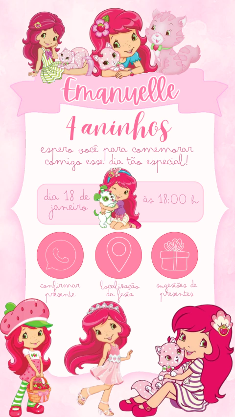 Convite de Aniversário Interativo Moranguinho - comprar online