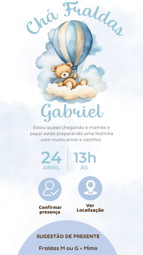 Convite Interativo Chá de Fralda - comprar online