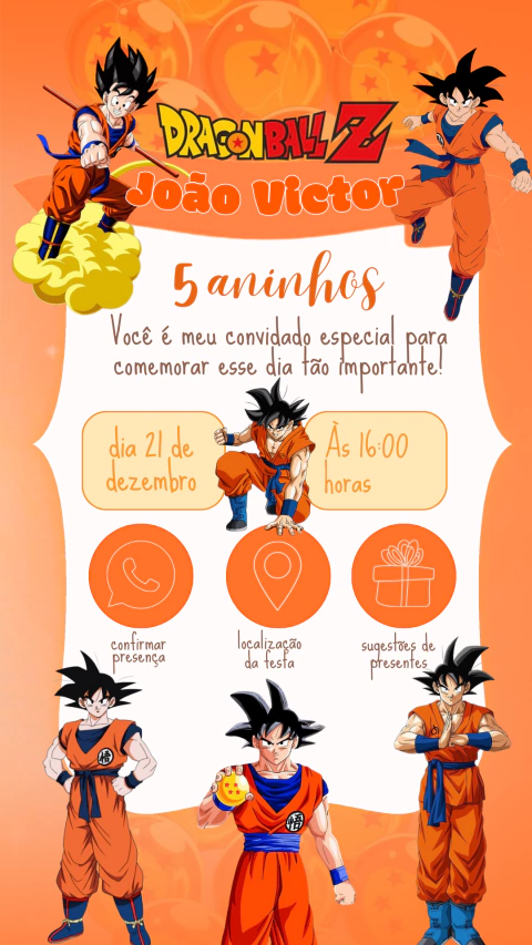 Convite de Aniversário Interativo Dragon Ball - comprar online