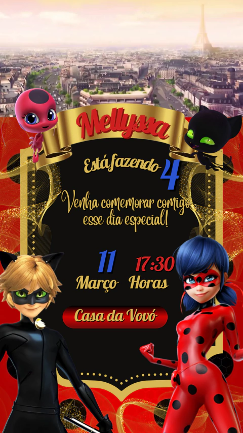 Convite de Aniversário em Vídeo Ladybug - comprar online